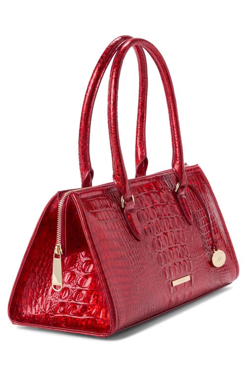 Brahmin Sophia Croc Embossed Leather Satchel In Red