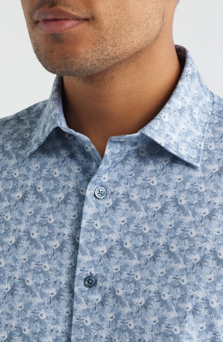 Bugatchi Jimmy OoohCotton<sup>®</sup> Floral Button-Up Shirt, Alternate, color, Steel
