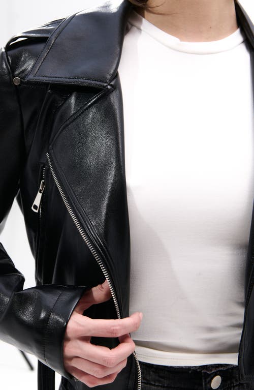 Azalea Wang Faux Leather Crop Moto Jacket In Black