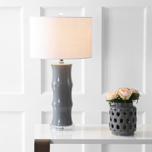 Jonathan Y Designs Tiki 26.5in Ceramic Table Lamp In Gray