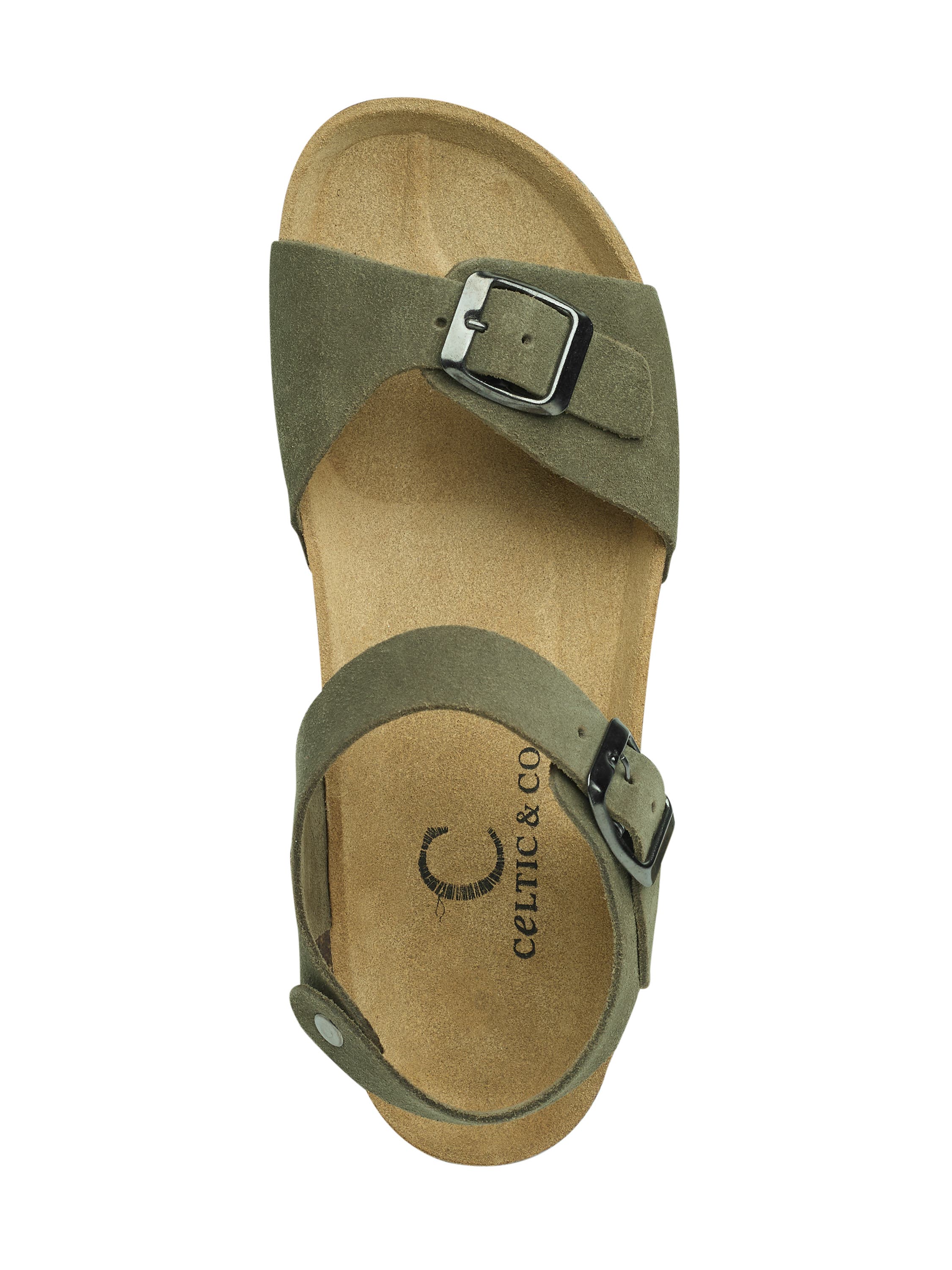 Celtic & Co. Low Wedge Dbl Buckle Sandal, Alternate, color, Olive