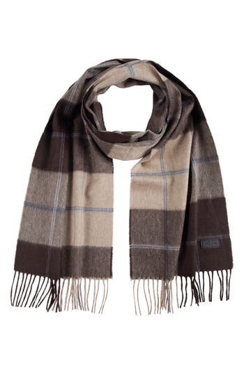 Hickey Freeman Ombré Windowpane Cashmere Scarf In Brown