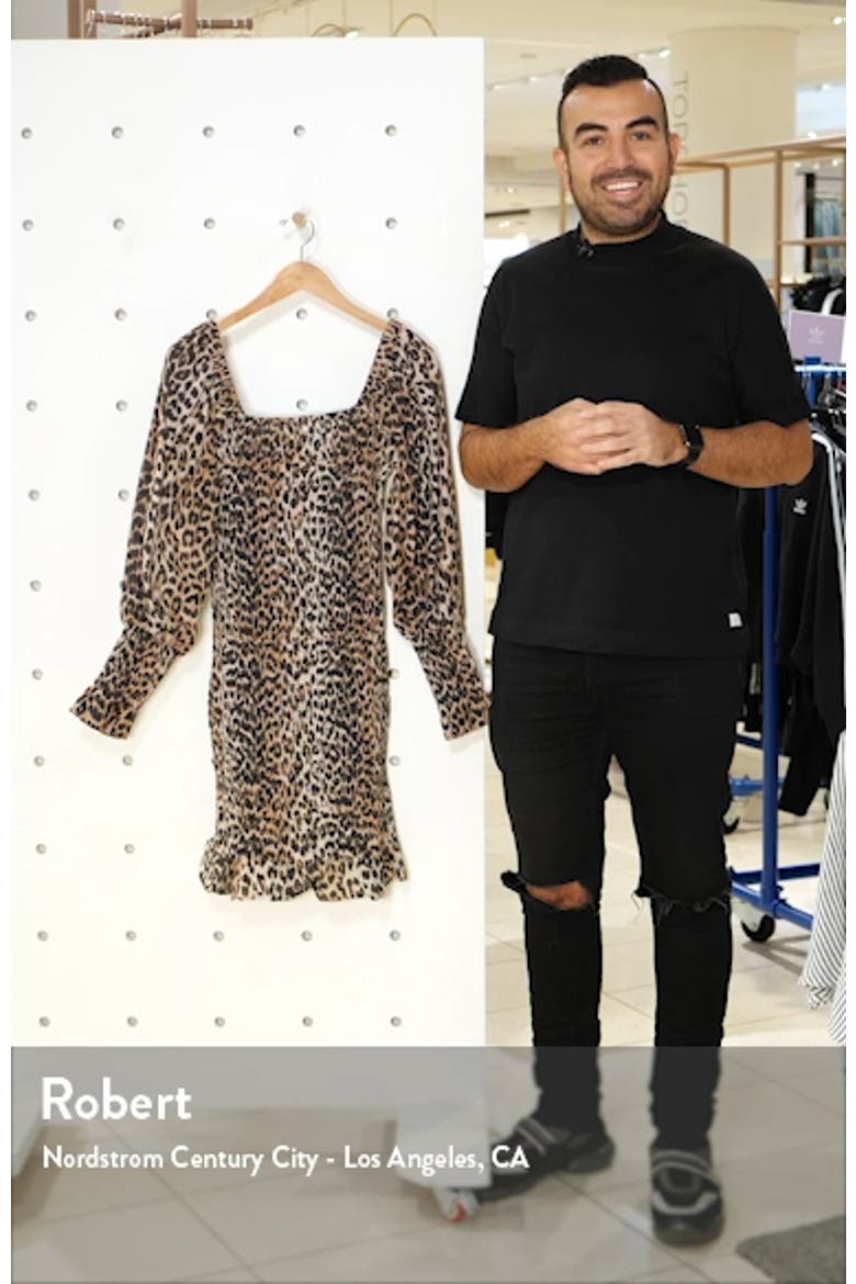 Leopard Print Long Sleeve Cotton & Silk Minidress video
