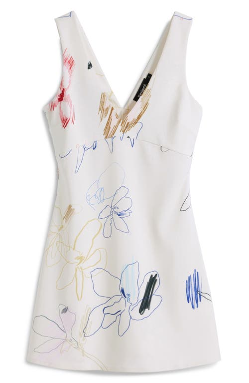 Desigual Sketched Floral Sleeveless Minidress In Multi