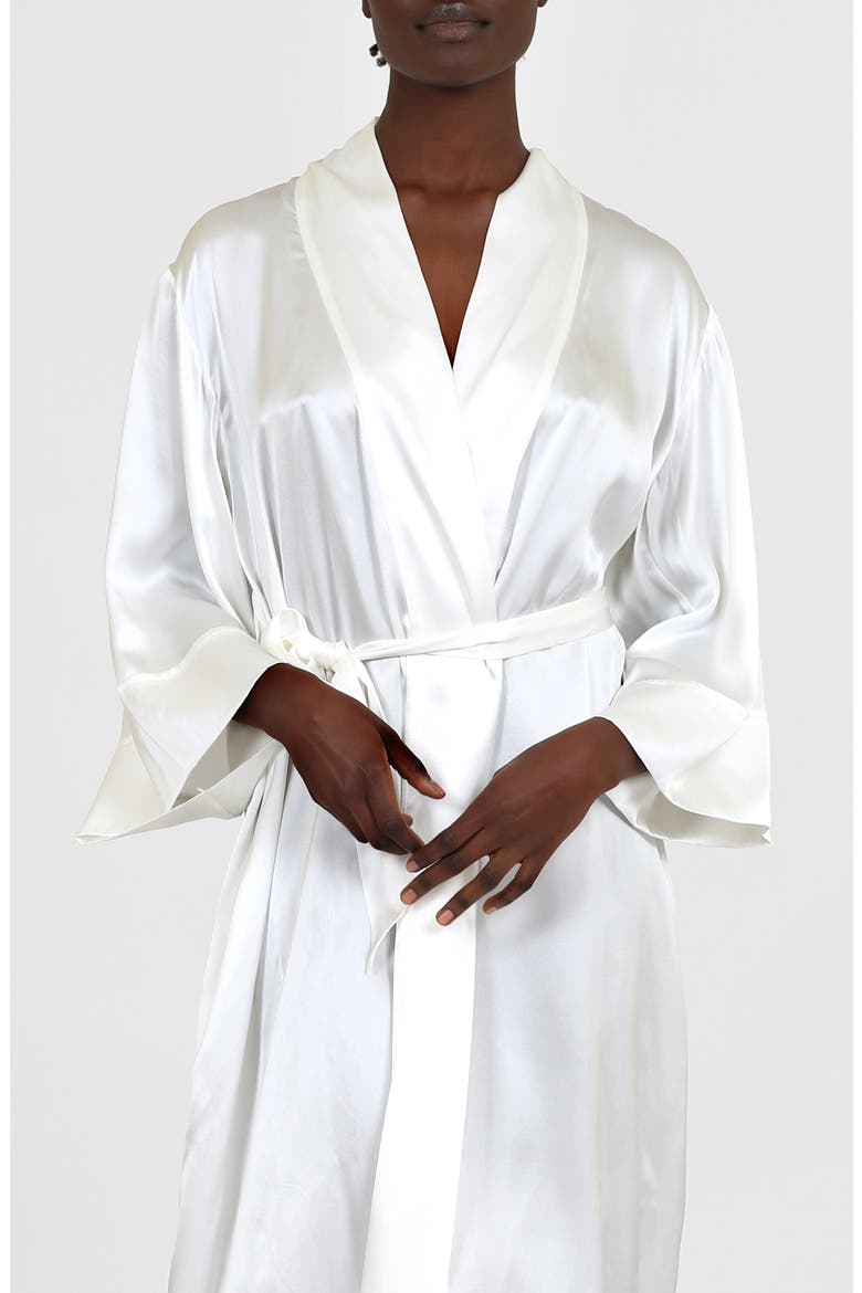 Celine Silk Robe, Alternate, color, IVORY