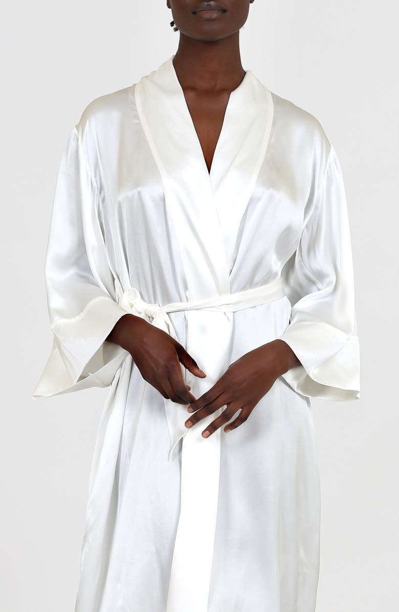 Papinelle Celine Silk Robe, Alternate, color, Ivory