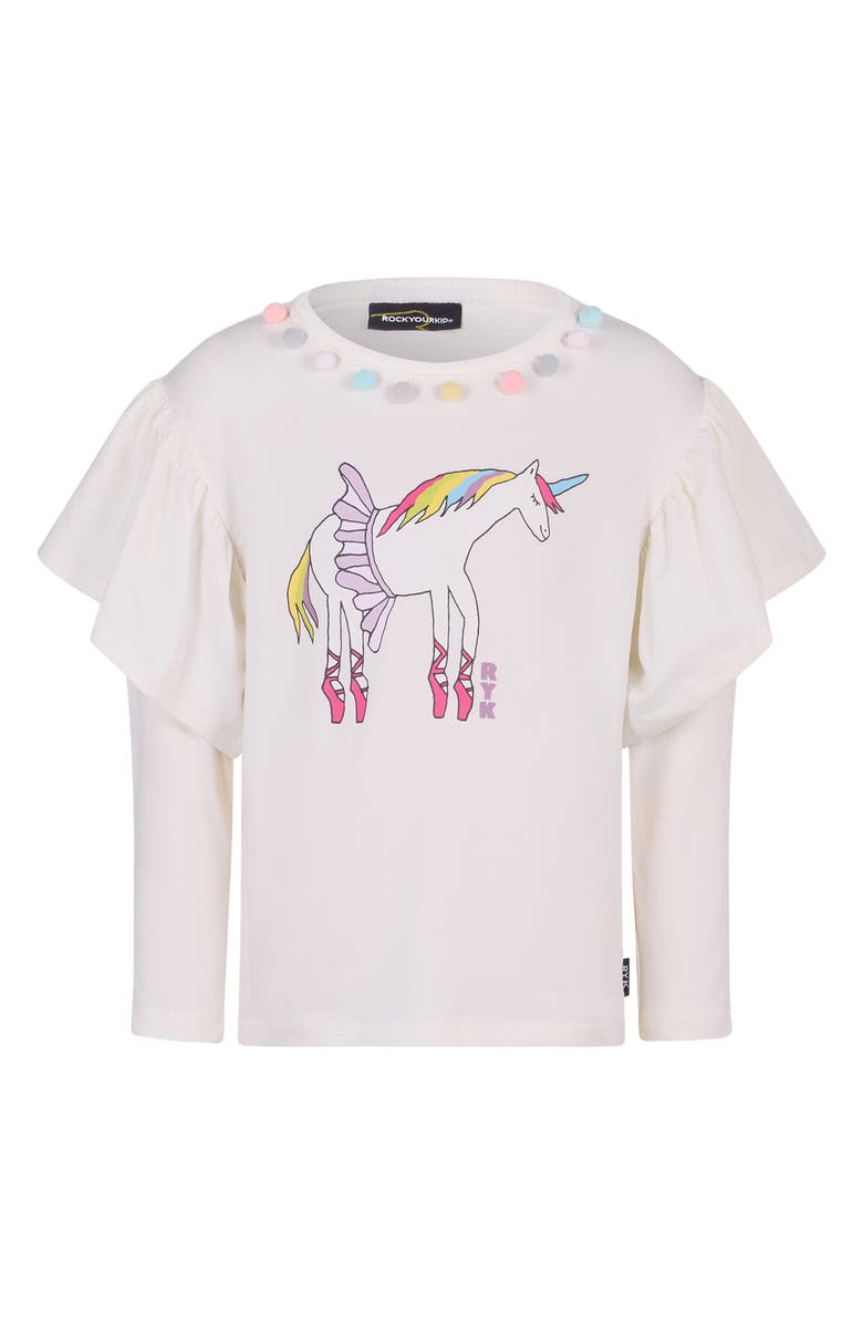 Rock Your Kid Kids' Meadow Bell Ruffle Top, Main, color, Cream