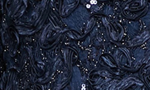 Alex Evenings Sequin Soutache Lace Empire Waist Chiffon Gown With Jacket In Blue