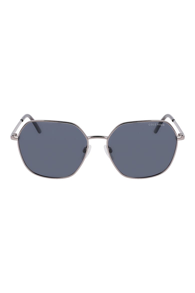 58mm Full Rim Metal Square Polarized Sunglasses, Main, color, GUNMETAL