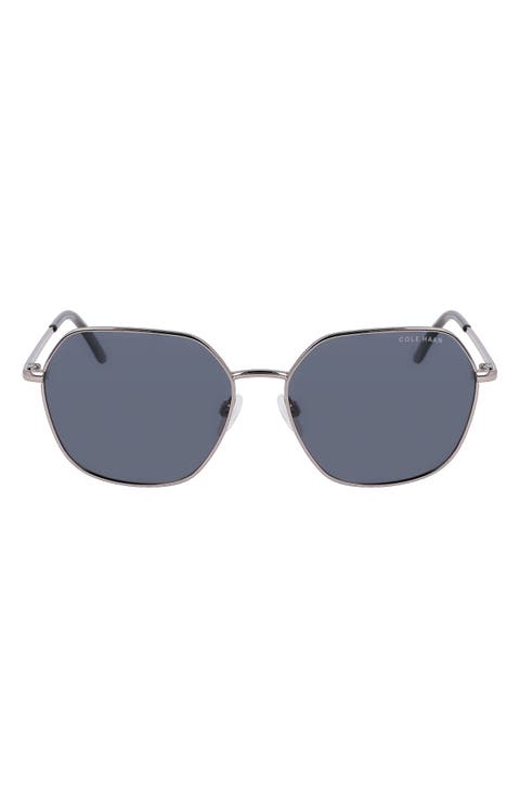58mm Full Rim Metal Square Polarized Sunglasses