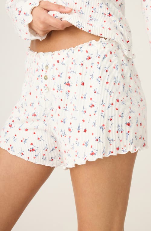 Pj Salvage La Rose Pajama Shorts In White
