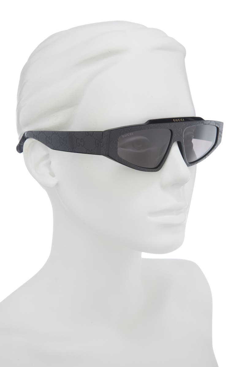 Gucci 58mm Rectangular Sunglasses, Alternate, color, Black Black Grey