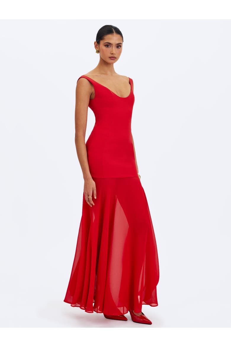 Verona Scoop Neck Flared Maxi Dress, Alternate, color, Red