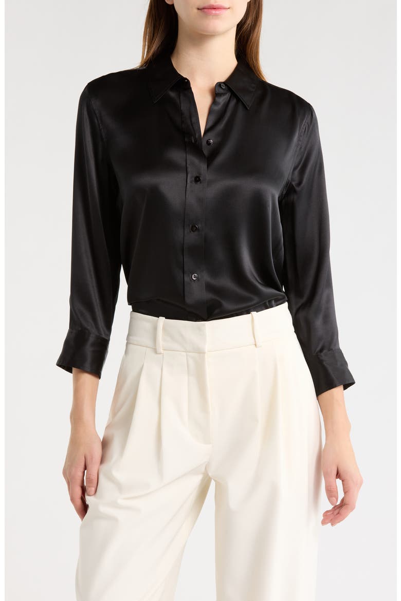 Dani Silk Charmeuse Blouse, Main, color, BLACK/BLACK