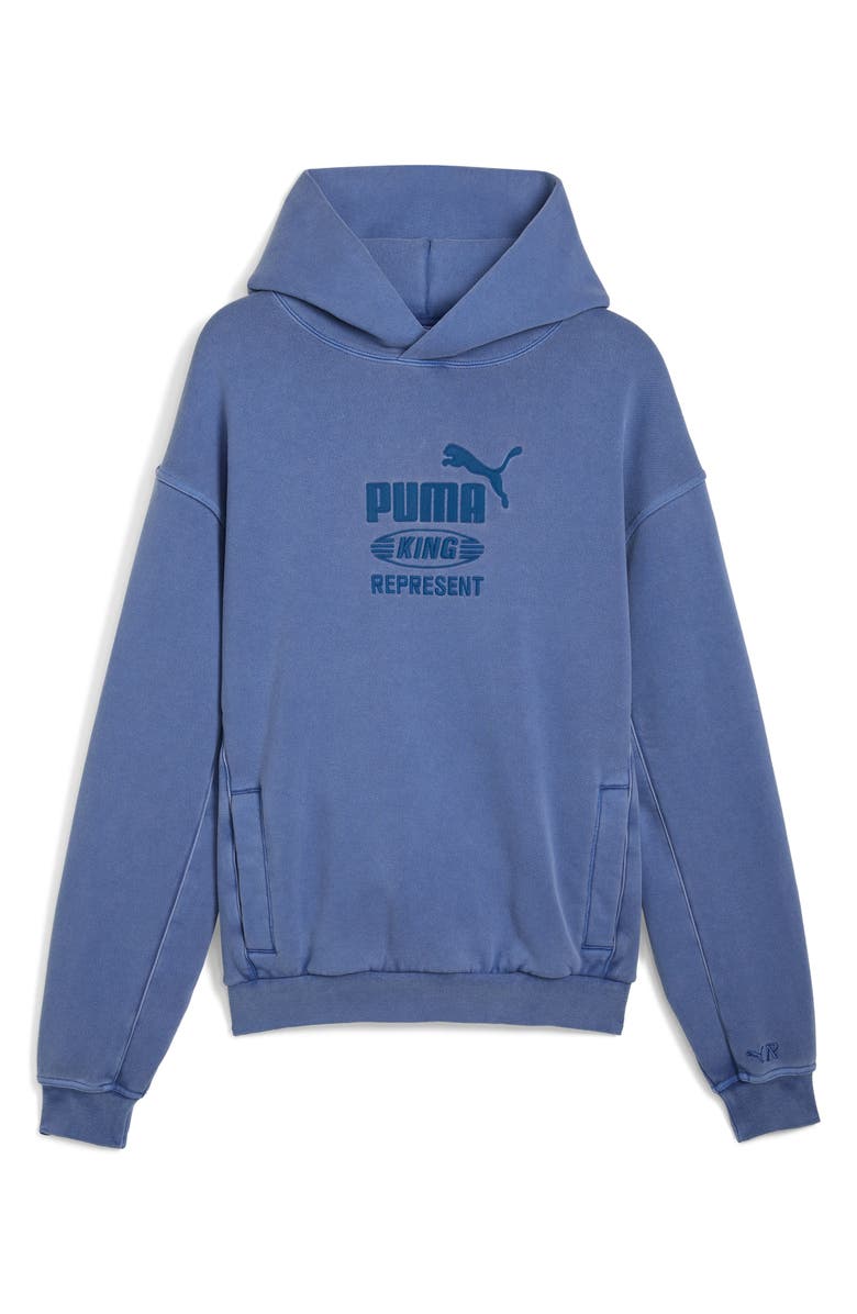 PUMA x Represent Embroidered Cotton Graphic Hoodie, Alternate, color, Blue Dusk
