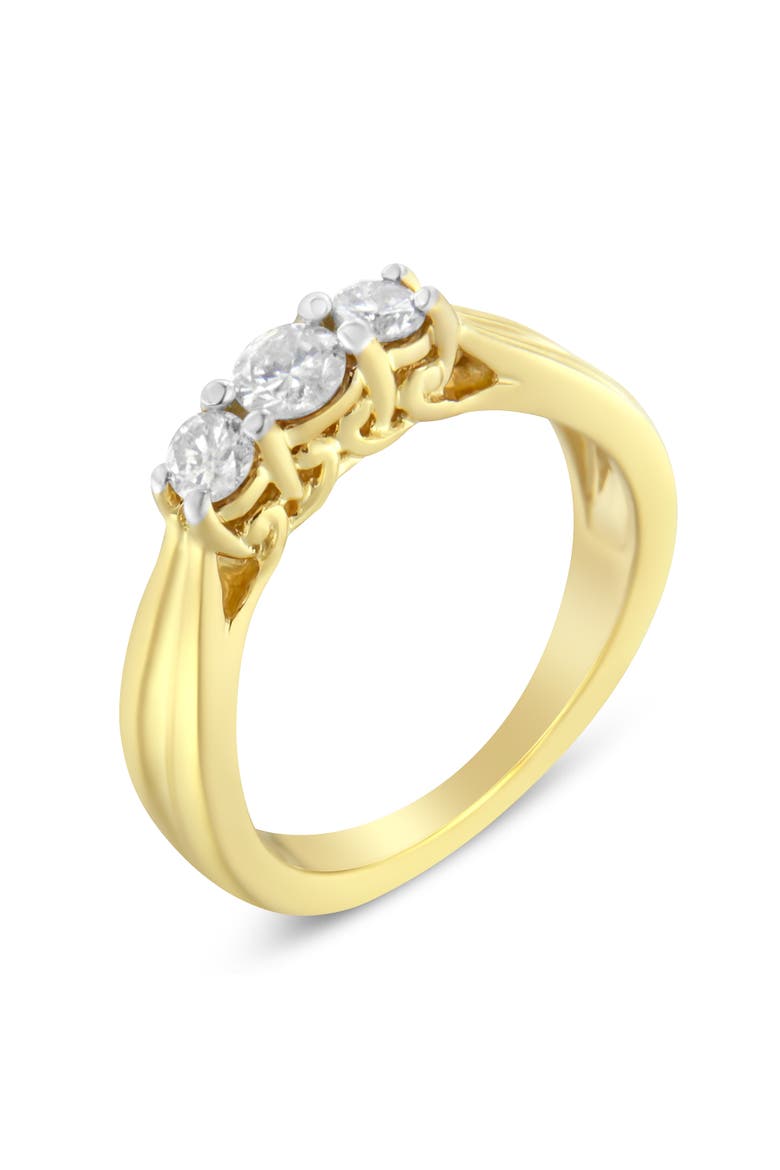 10K Yellow Gold Three-stone 1/2 Cttw Diamond Ring, Main, color, Yellow Gold
