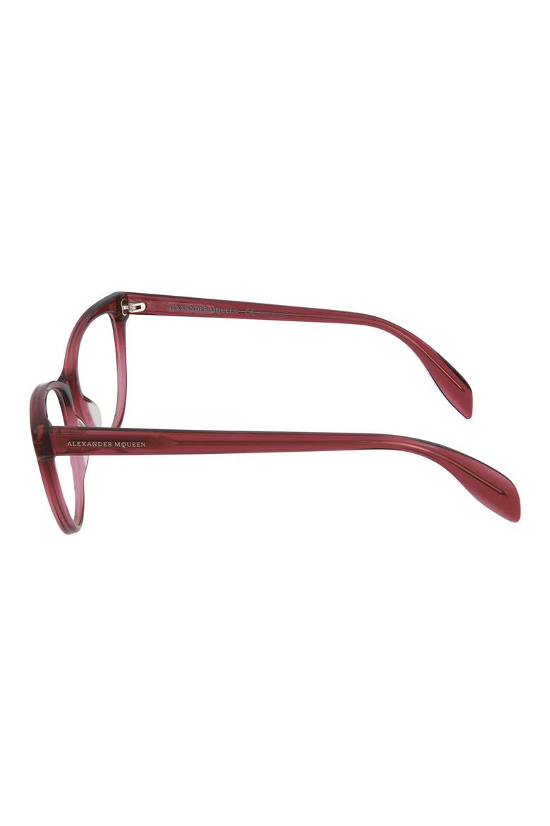 Alexander McQueen 53mm Cat Eye Optical Frames, Alternate, color, SHINY TRASPARENT PINK/ TRN