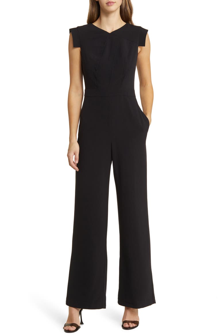 Cap Sleeve Jumpsuit, Main, color, BLACK