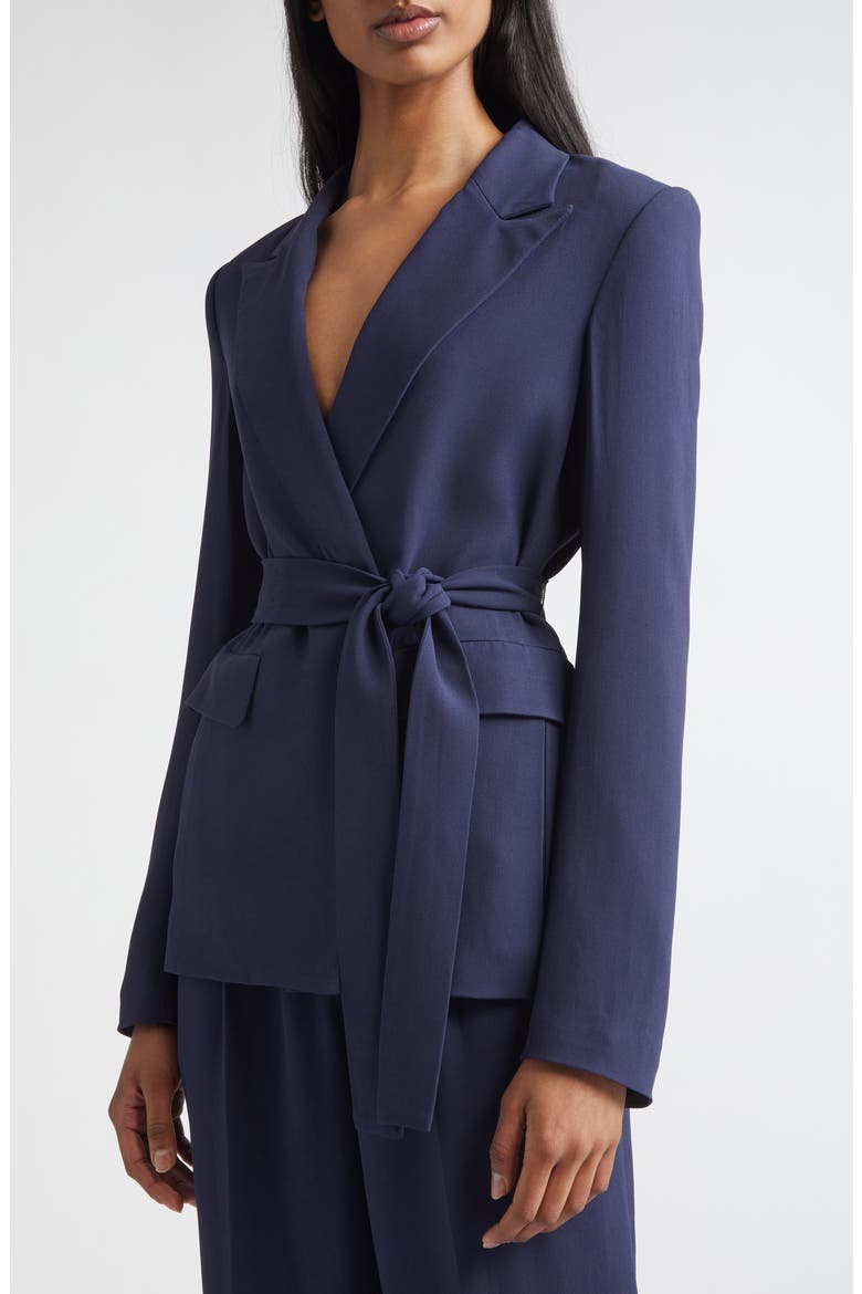 Juliana Belted Lightweight Stretch Cady Wrap Jacket, Alternate, color, MIDNIGHT