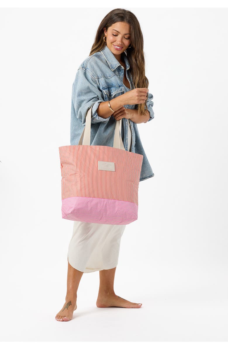 Aloha Collection Day Tripper Cabana Day Water Resistant Tote, Alternate, color, Red Haute/ Sandstone