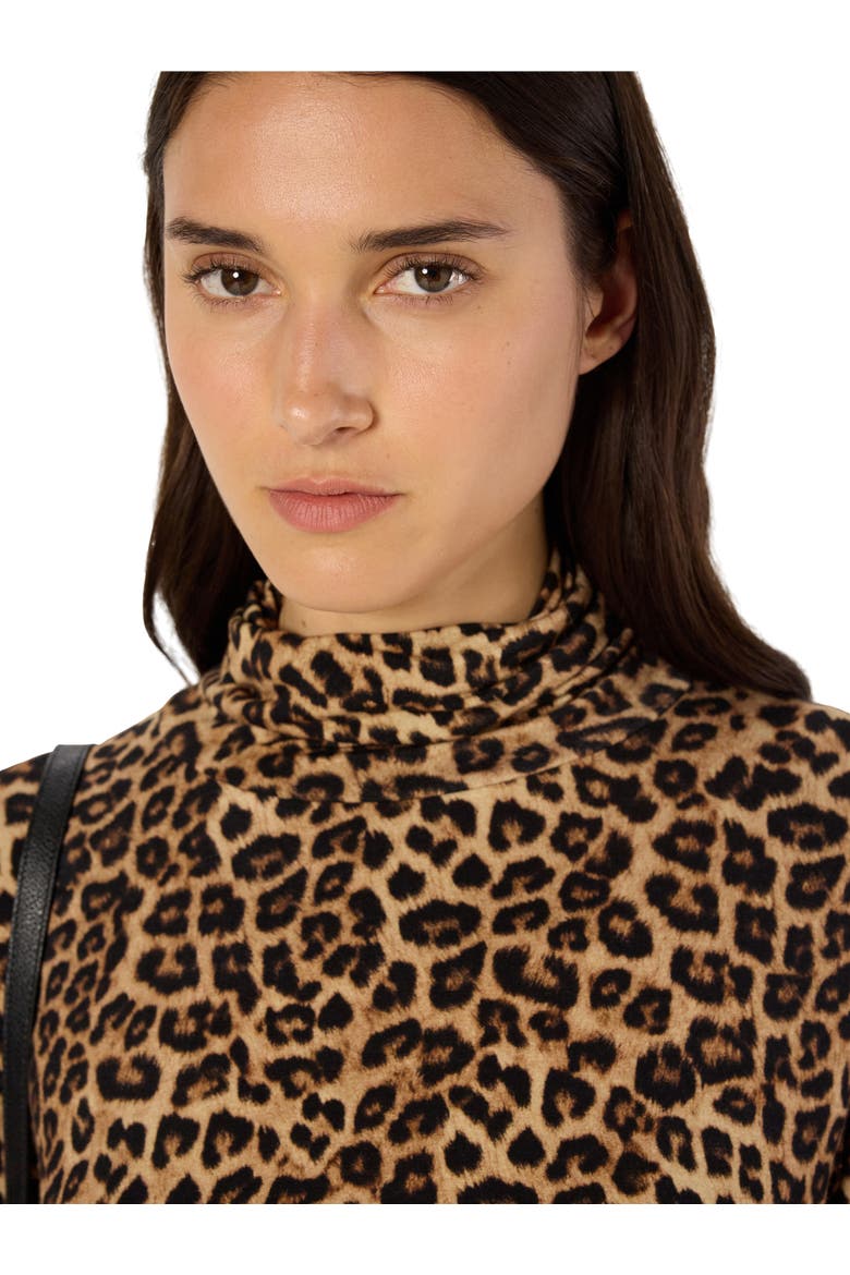Helene Long Sleeve Printed Roll Neck Top, Alternate, color, Camel