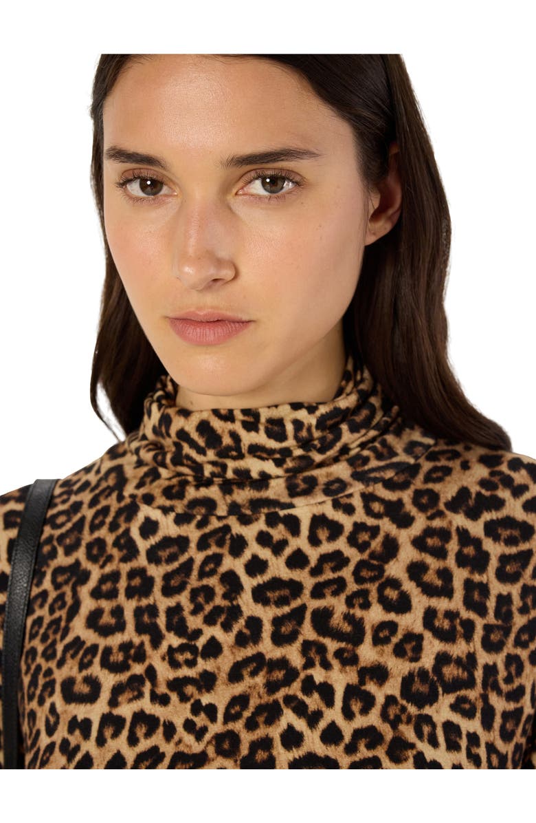 GERARD DAREL Helene Long Sleeve Printed Roll Neck Top, Alternate, color, Camel