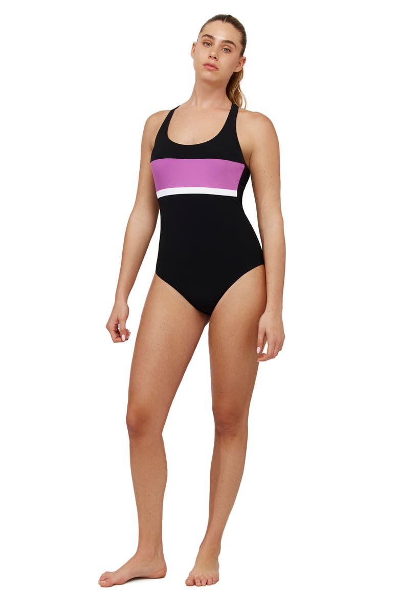 Aqua Chic Scoop Neck One Piece, Main, color, Black-Purple
