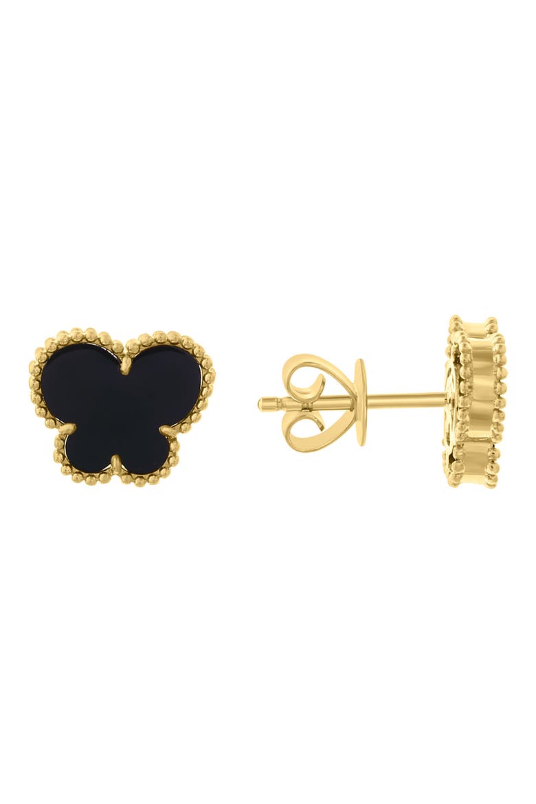 Onyx Clover Stud Earrings, Alternate, color, BLACK