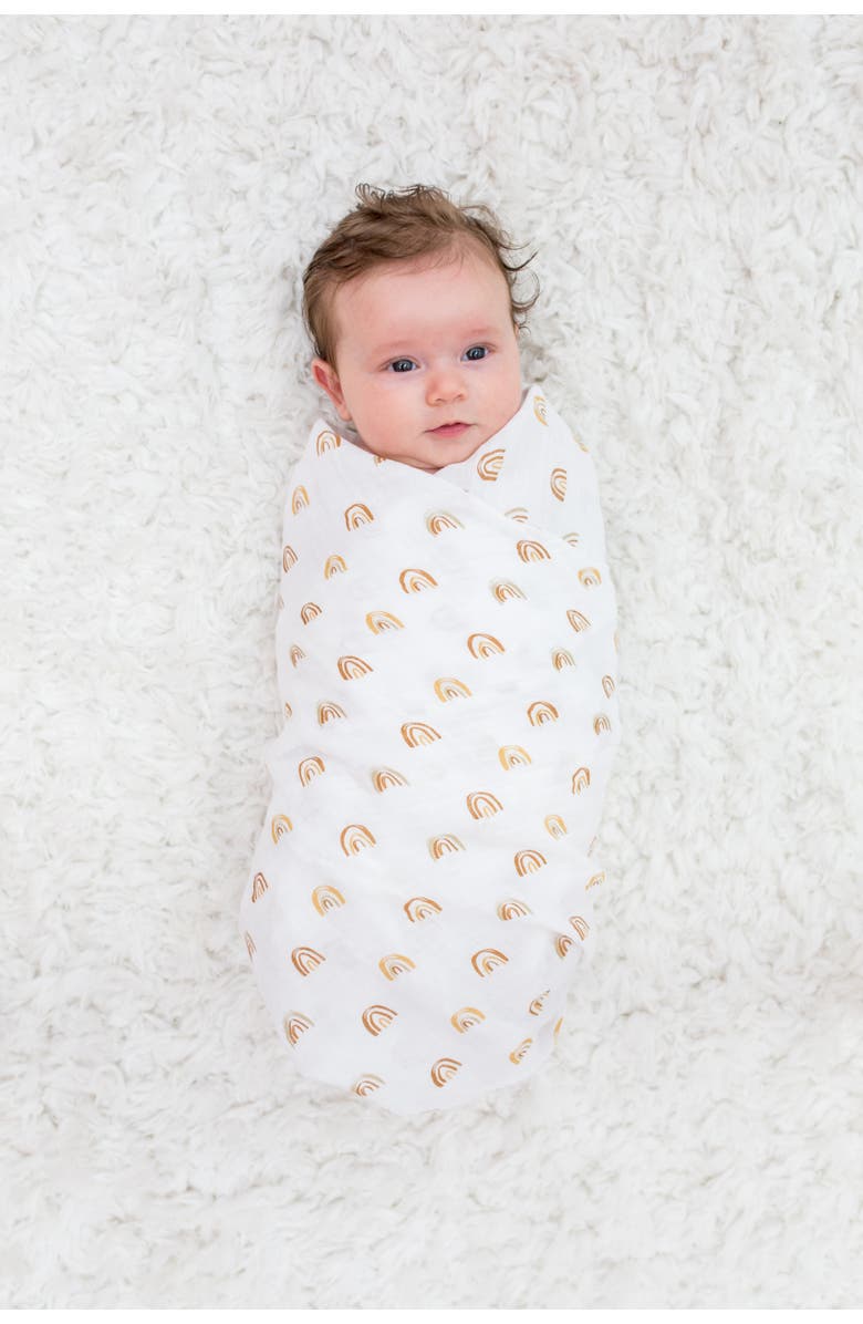 Lulujo Cotton Muslin Swaddles 2 Pack, Alternate, color, Rainbow/Suns