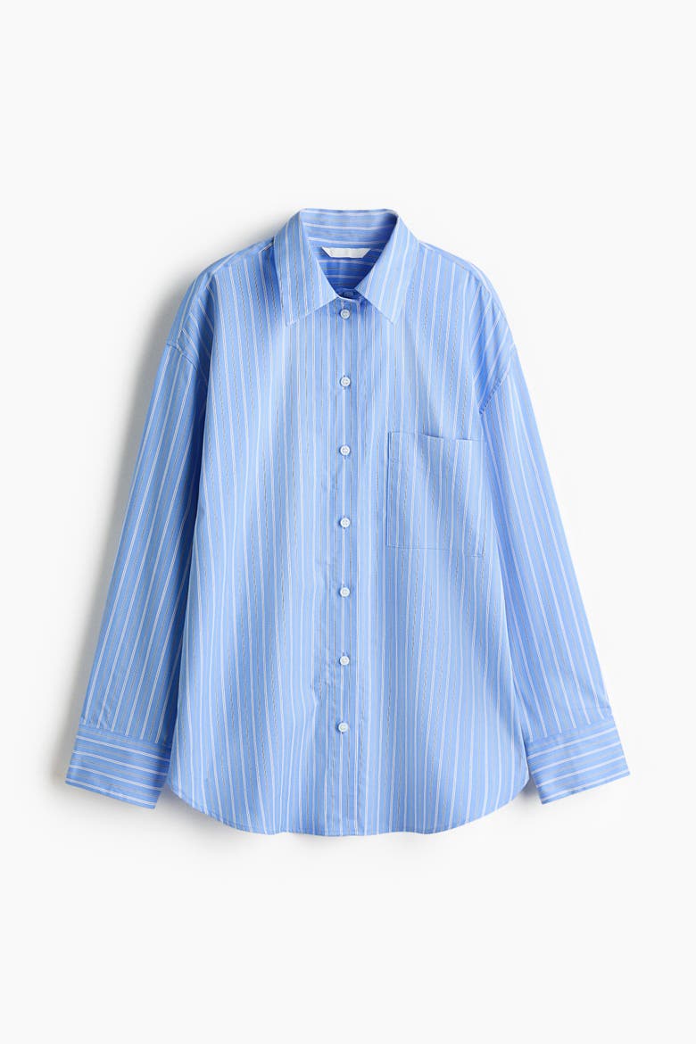 Oversized Poplin Shirt, Alternate, color, Blue/striped