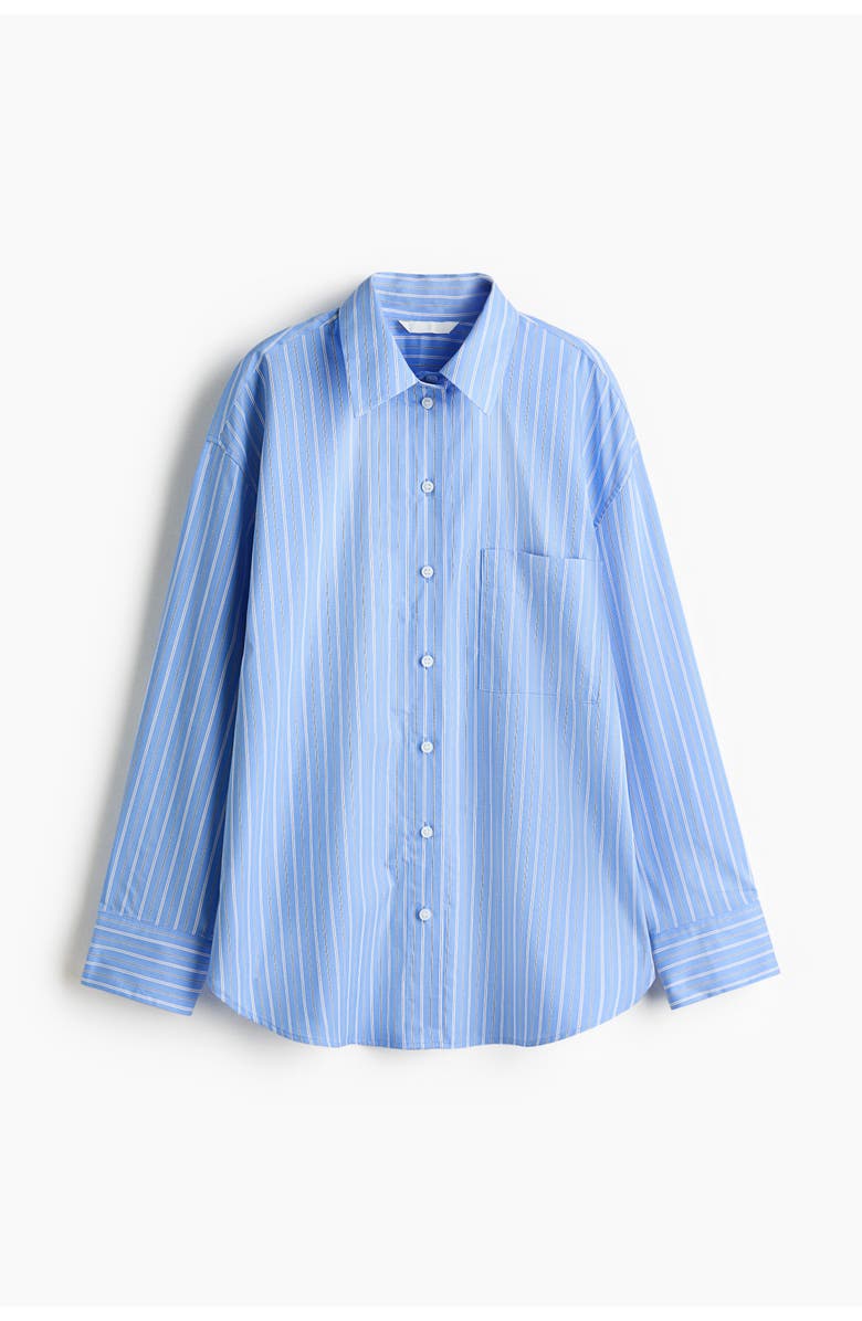 H&M Oversized Poplin Shirt, Main, color, Blue/Striped