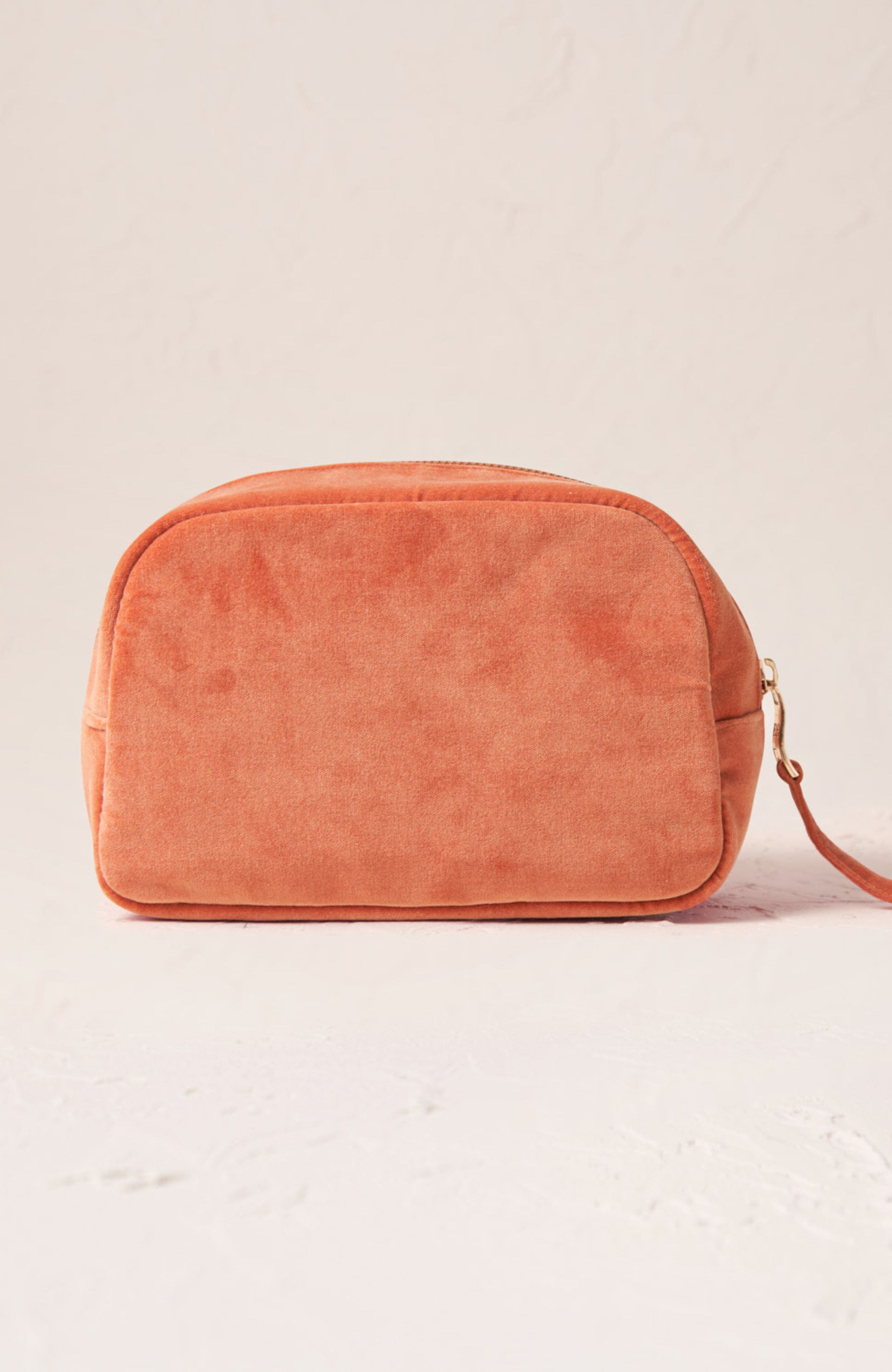 Sun Goddess Velvet Makeup Bag, Alternate, color, Rust