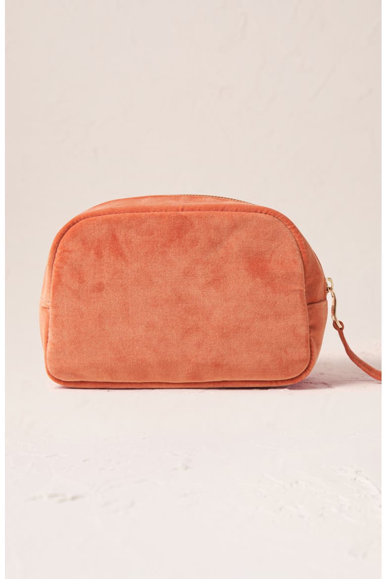 Sun Goddess Velvet Makeup Bag, Alternate, color, Rust