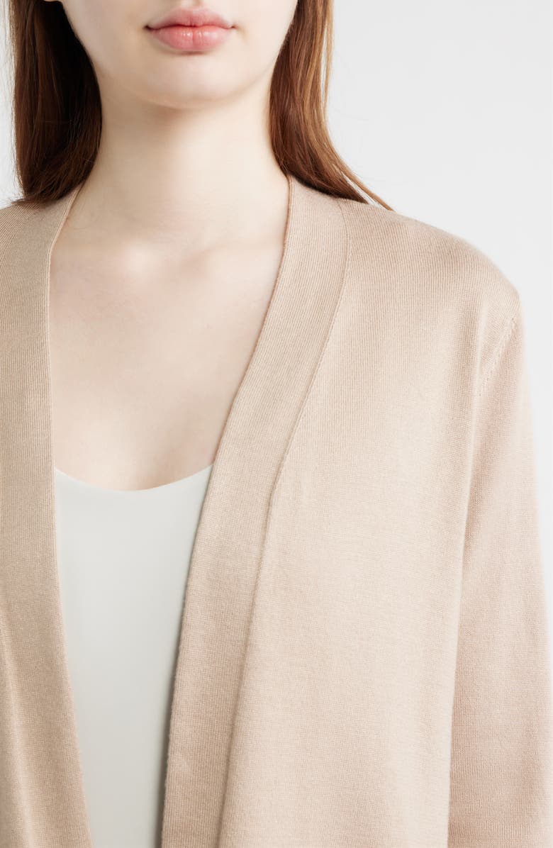 AK ANNE KLEIN Chatham Open Front Cardigan, Alternate, color, Latte