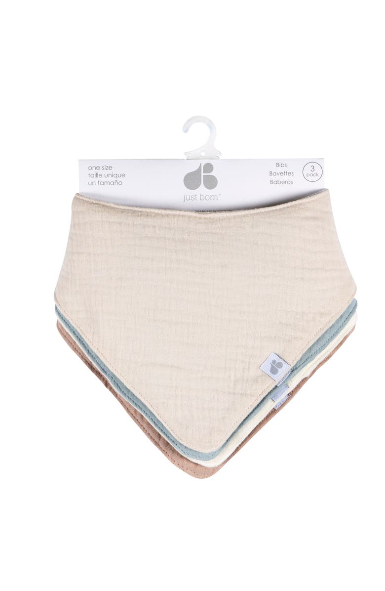 Just Born Muslin Bandana Bibs 4-Pack Neutral Colors, Alternate, color, Tans