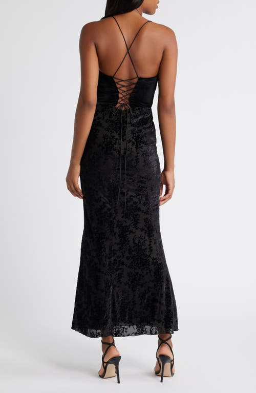 Rare London Sleeveless Burnout Velvet Gown In Black