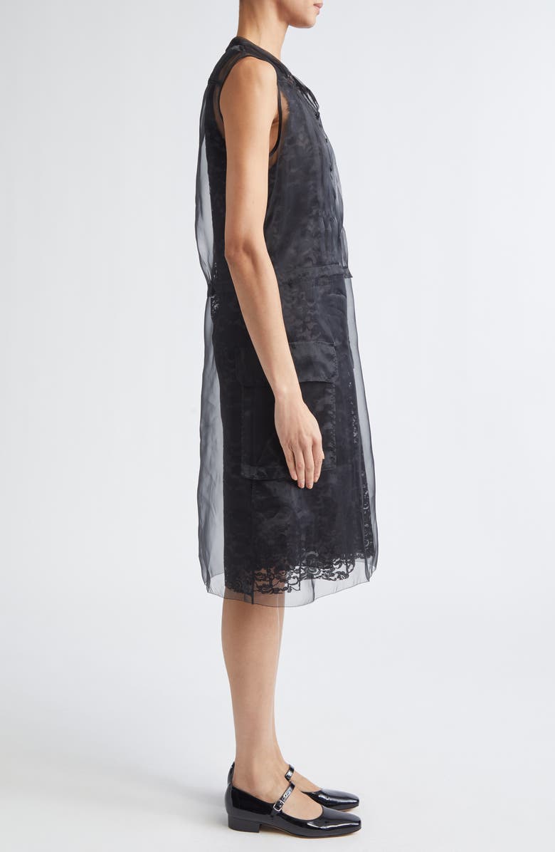 Maison Margiela Sheer Organza Overlay Lace Shirtdress, Alternate, color, Black