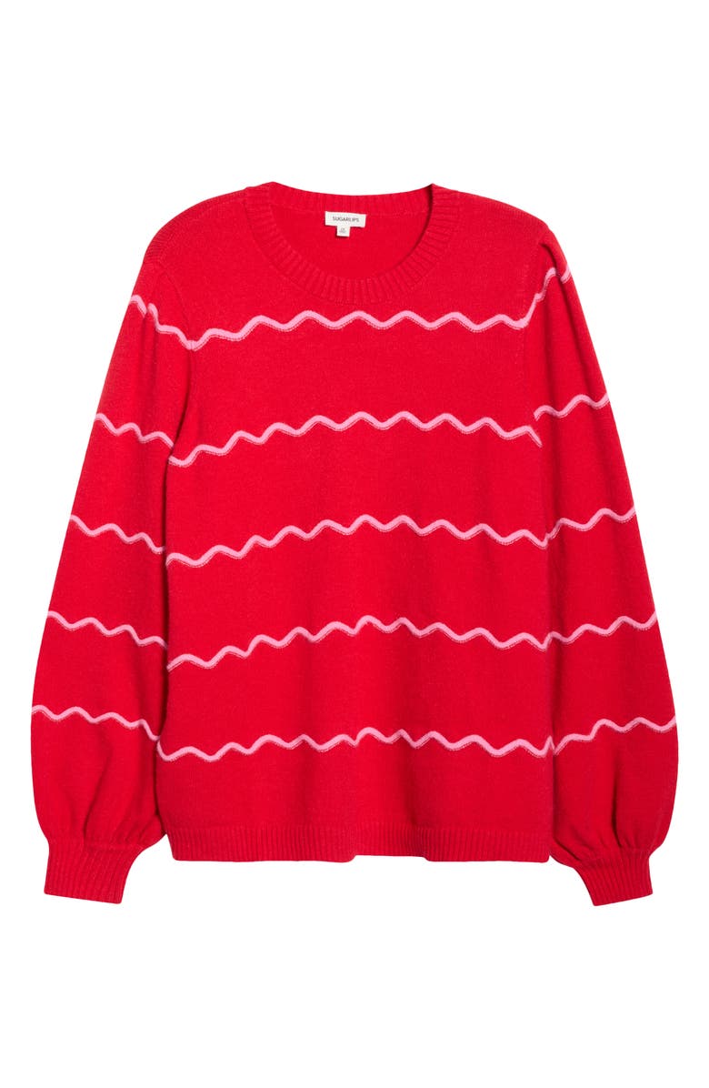 SUGARLIPS Maeverly Wavy Stripe Sweater, Alternate, color, Red-Fuchsia