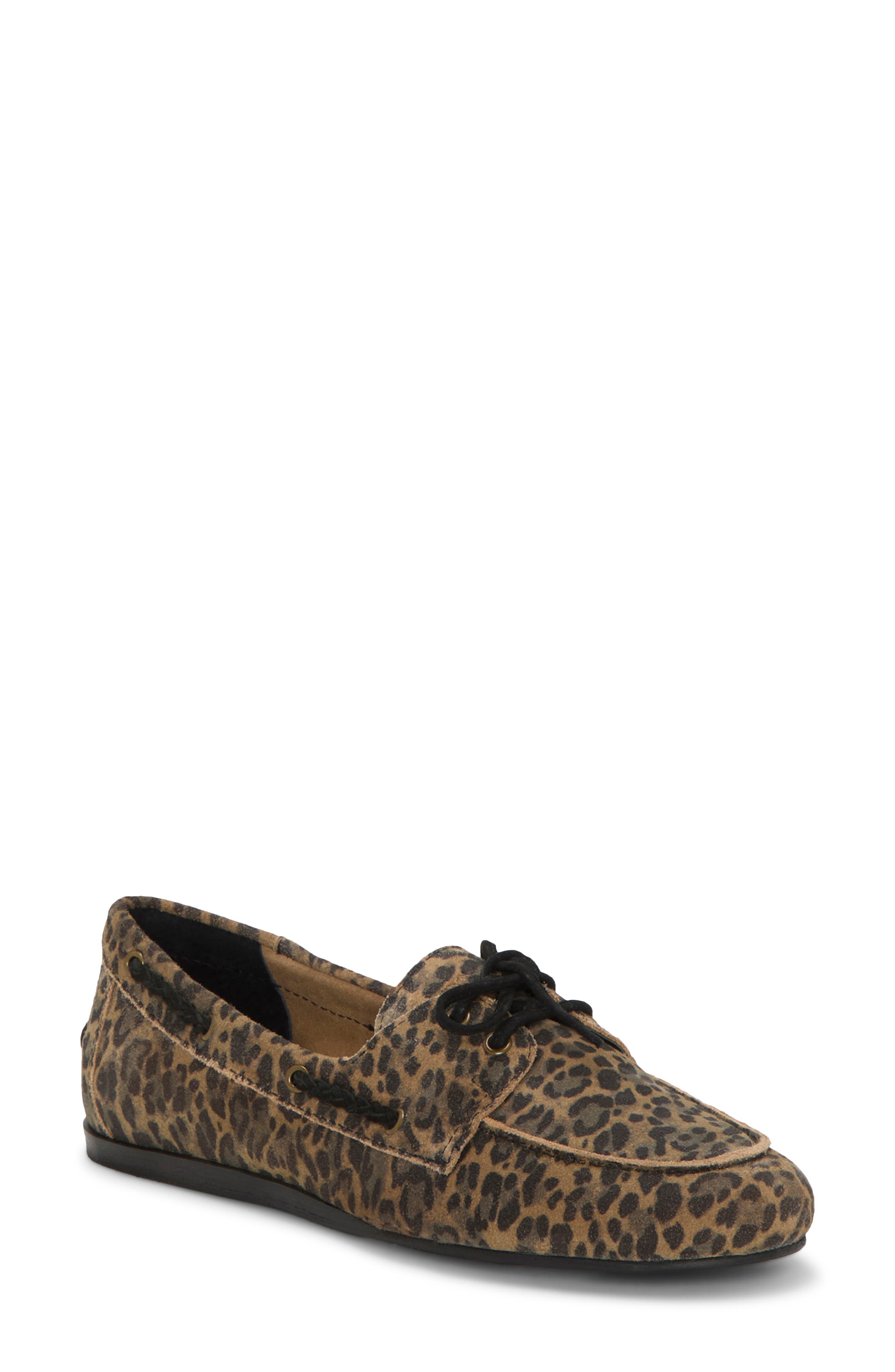 Lucky Brand Timini Leopard Print Suede Boat Shoe, Main, color, Leopard Suede