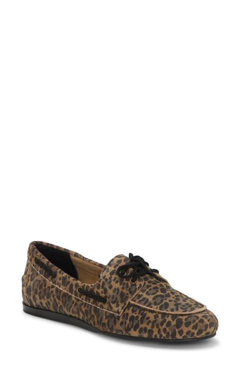 Timini Leopard Print Suede Boat Shoe (Women)