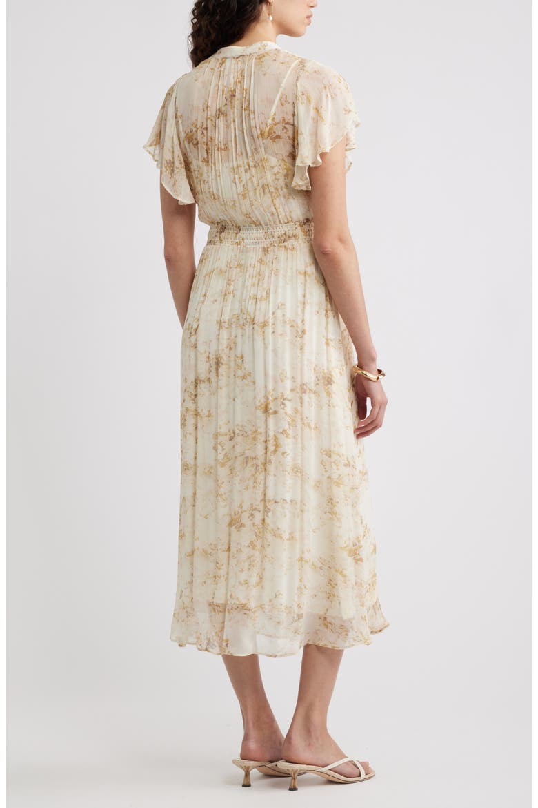 Crinkle Chiffon Midi Dress, Alternate, color, IVORY- GOLD SOLY FLORAL