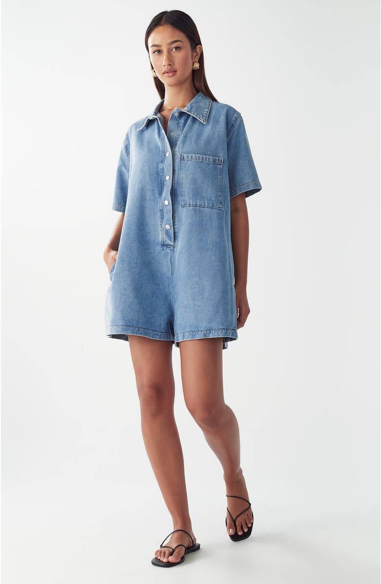 ST MRLO Denim Romper, Alternate, color, Light Blue Wash