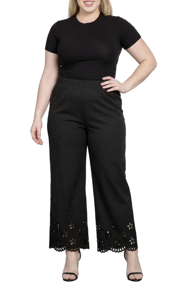 Standards & Practices Floral Eyelet Hem Pull-On Pants, Alternate, color, 