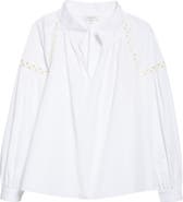 Lafayette 148 New York Soutache Trim Cotton Popover Top