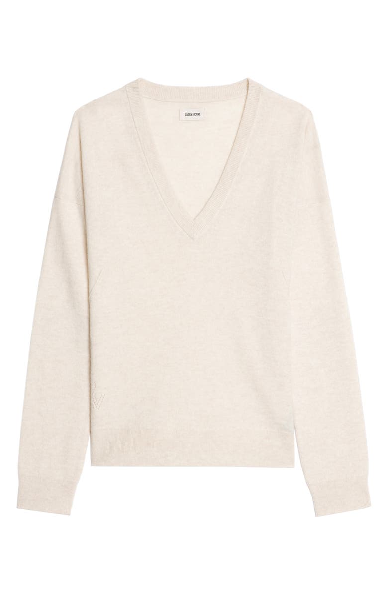Zadig & Voltaire Vivi Elbow Patch Wool & Cashmere Sweater, Alternate, color,