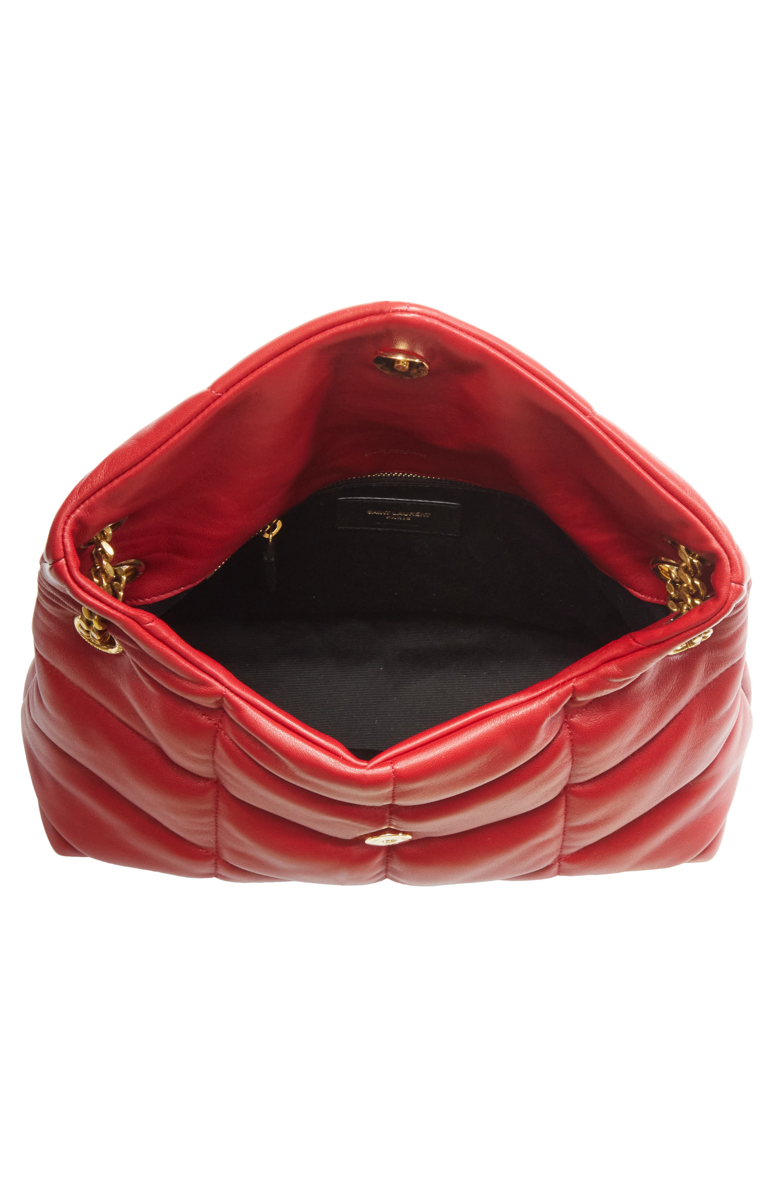 Saint Laurent Small Loulou Leather Puffer Bag, Alternate, color, New Red Danger