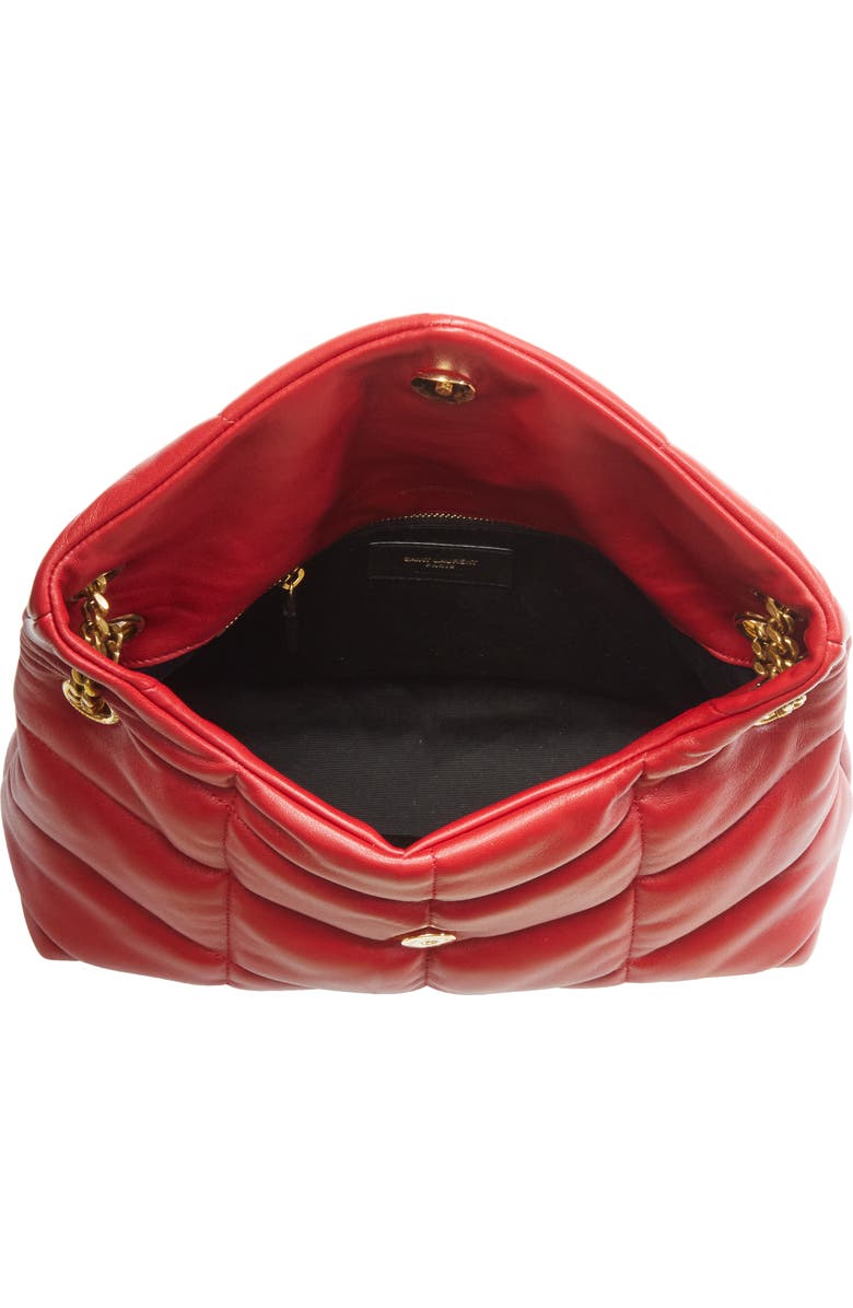 Saint Laurent Small Loulou Leather Puffer Bag, Alternate, color, New Red Danger