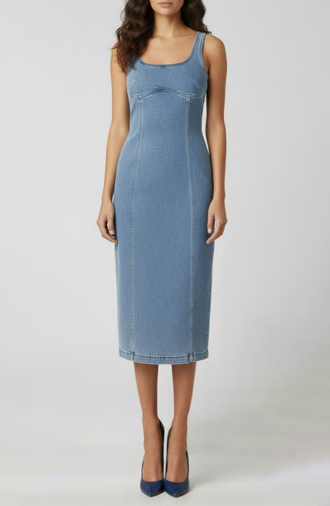 The Slim Denim Midi Dress