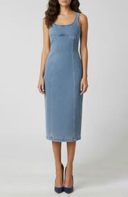 bebe The Slim Denim Midi Dress