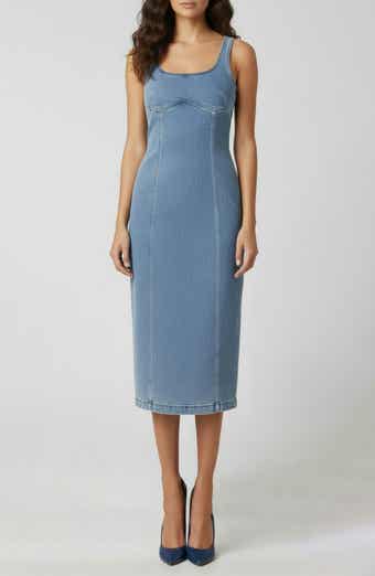 bebe The Slim Denim Midi Dress